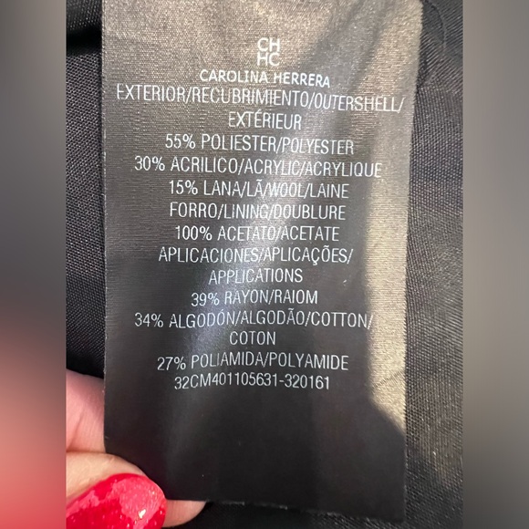 Carolina Herrera Collarlesss Metallic Check Tweed Crop Jacket - Picture 6 of 16